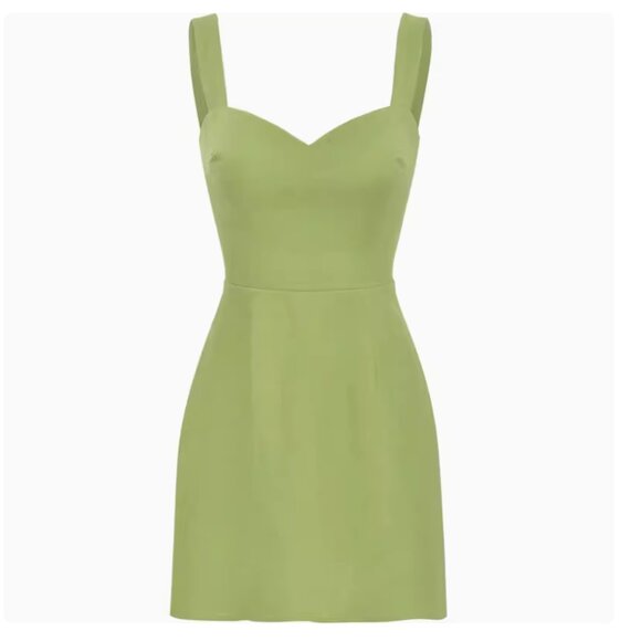 Reformation Miso Linen Mini Dress in Green - Picture 2 of 12